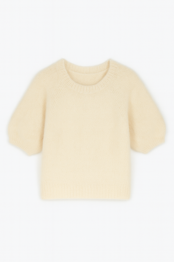 Cardigan With Puff Sleeve Beige