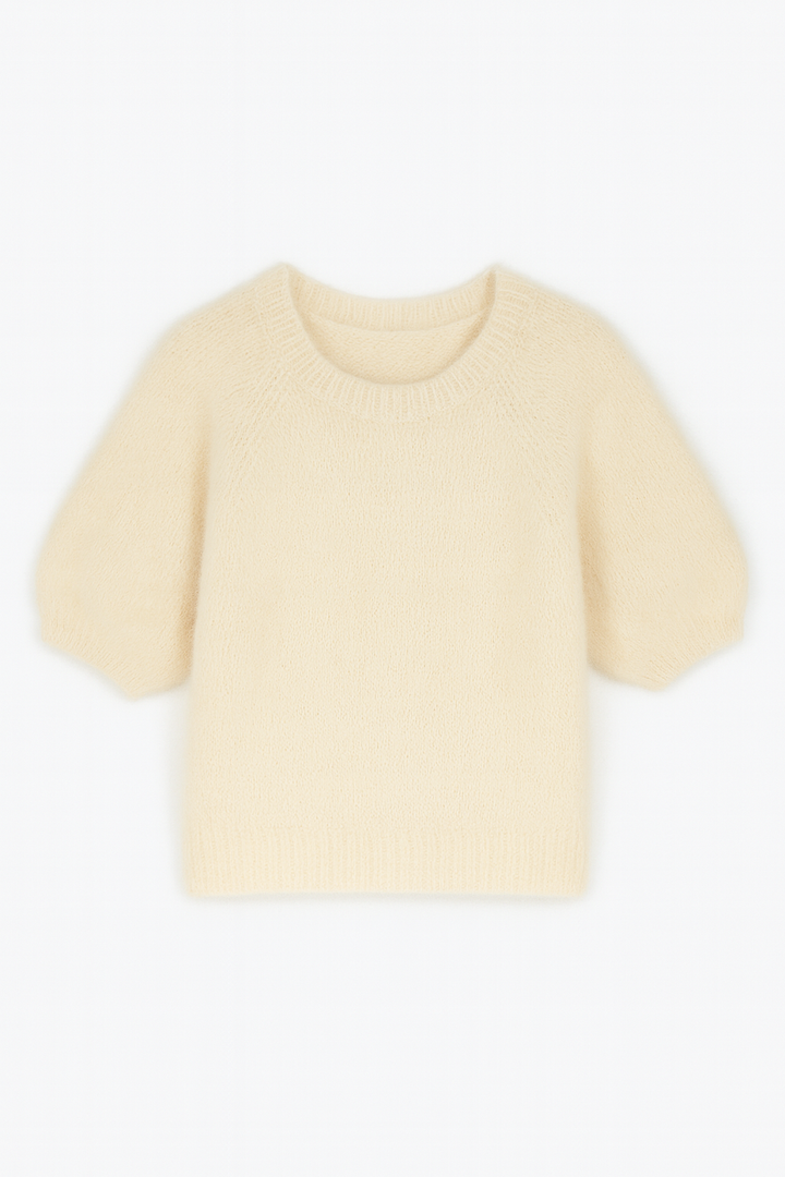 Cardigan With Puff Sleeve Beige - Liev