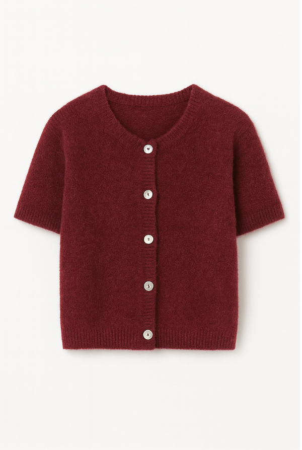 Cardigan Short-Sleeved Burgundy
