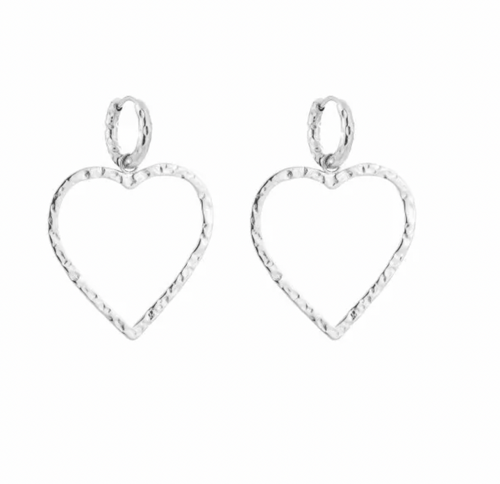 Big heart earring silver - By Liev