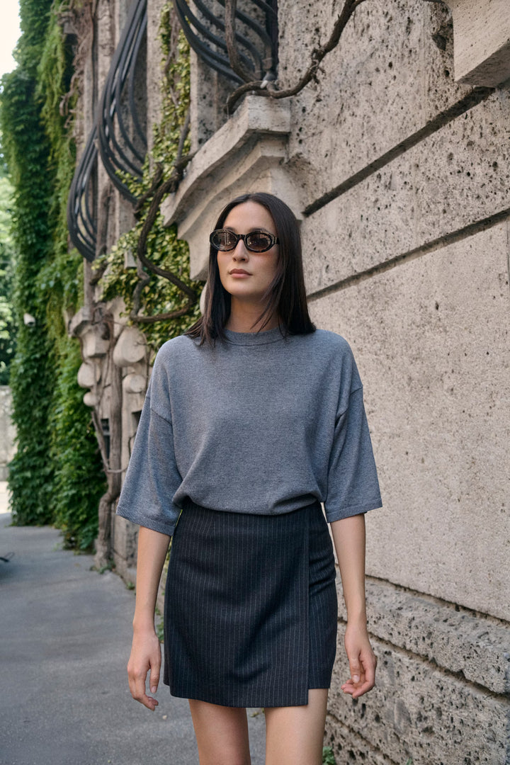 Dark Grey Skirt With Stripes - Soaked - Liev