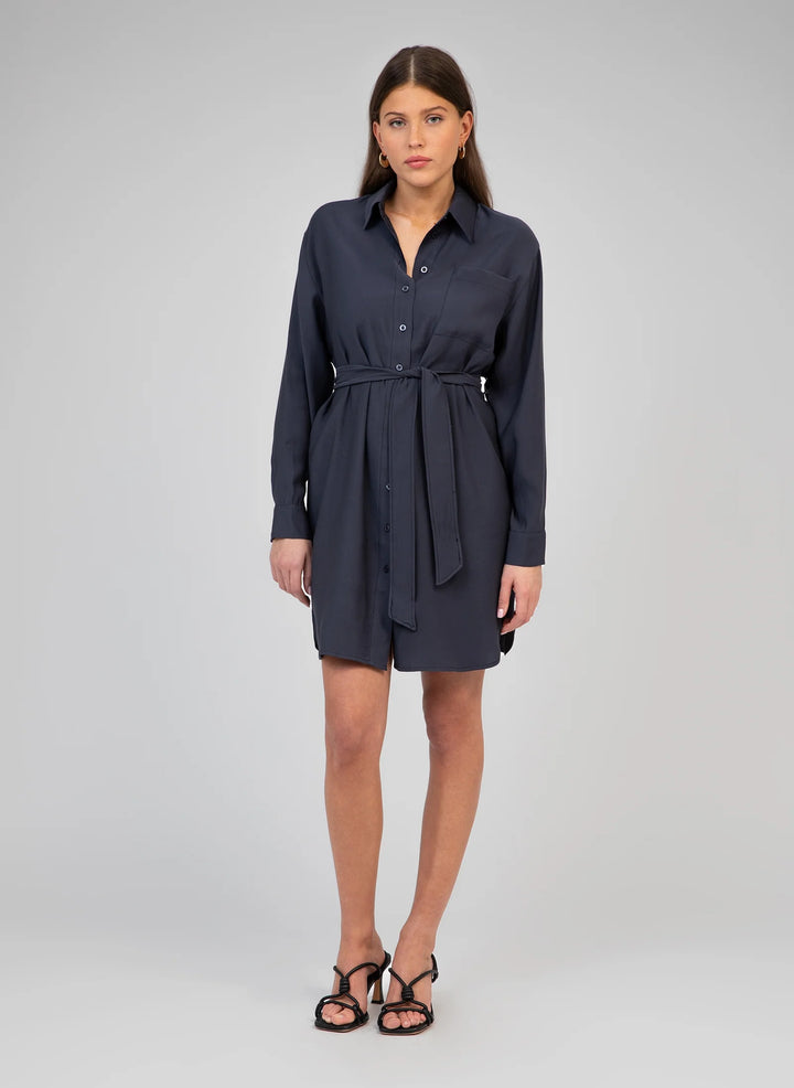 Navy Dress With Belt - By Liev