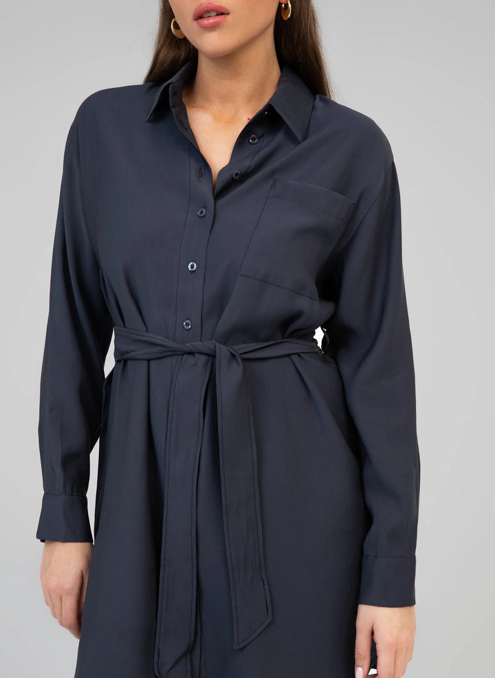 Navy Dress With Belt - By Liev