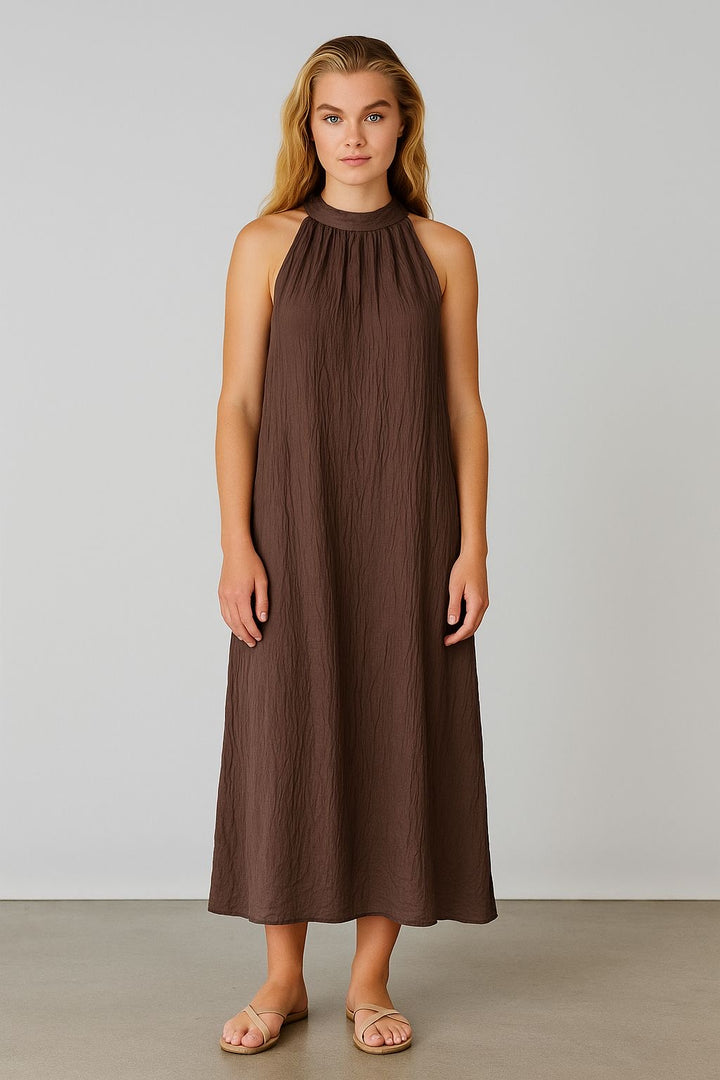 Halter Dress Dark Brown - By Liev
