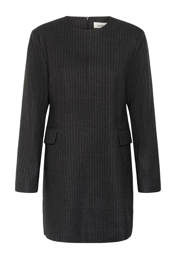 Dark Grey Dress With Stripes - Soaked
