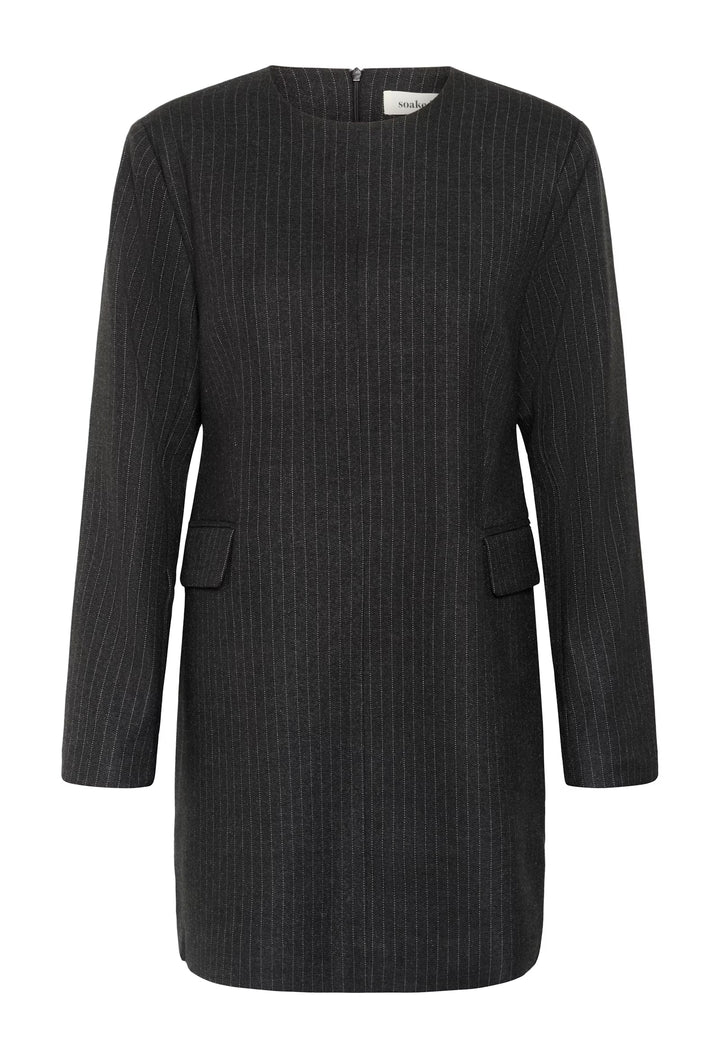 Dark Grey Dress With Stripes - Soaked - Liev