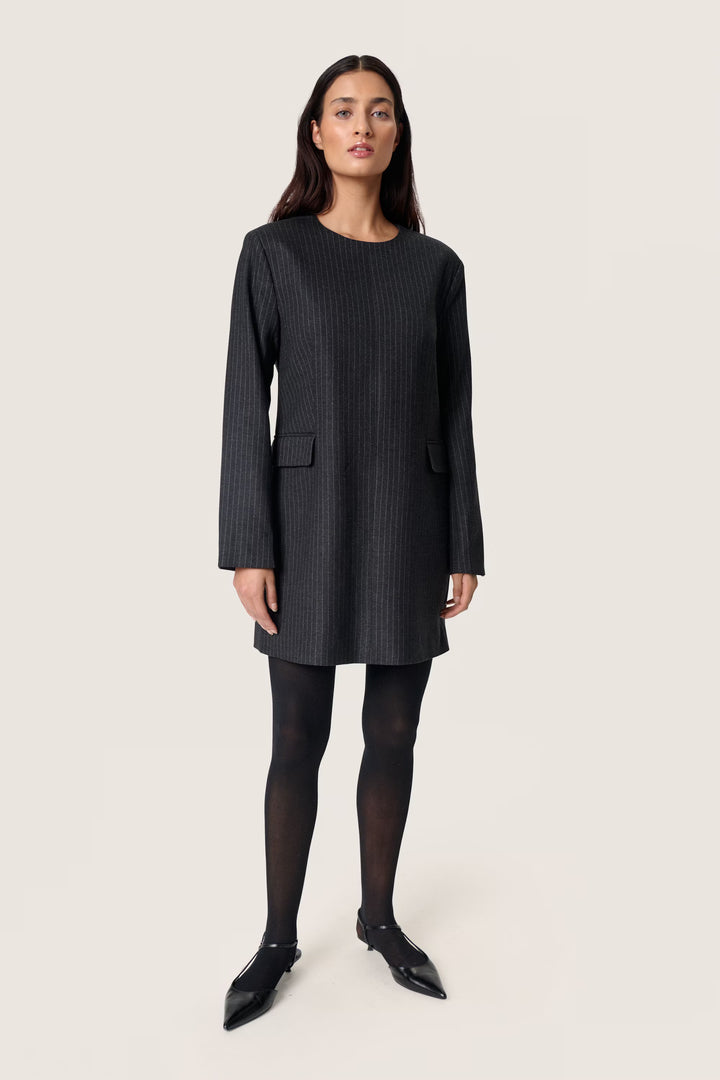 Dark Grey Dress With Stripes - Soaked - Liev